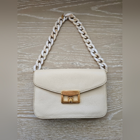 Marc Jacobs Cream Leather Clutch with Gold Accent With Built In Wallet - Picture 1 of 11